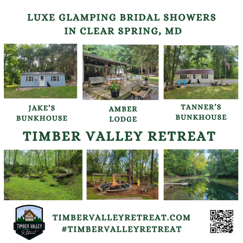 lan an enchanting Western Maryland Bridal Shower! 💍 Discover why our Private Glamping Cabins Clear Spring MD offer the perfect rustic-chic venue. 🌲