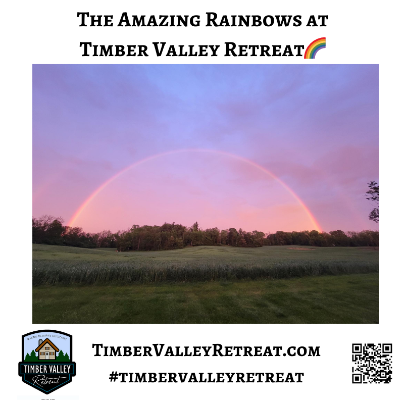 The Phenomenon of Amazing Rainbows 🌈
Because of our location in a lush valley, we are frequently treated to Amazing Rainbows after a light mountain rain. Seeing a full arc of color stretching over the Timber Valley Retreat Campgrounds is a sight you will never forget. It’s a natural magic that adds to the allure of choosing our cabins for rent Clear Spring.