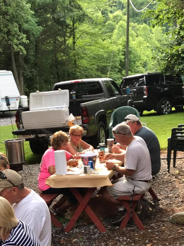 Enjoying Maryland crabs at Timber Valley Retreat with family and friends.