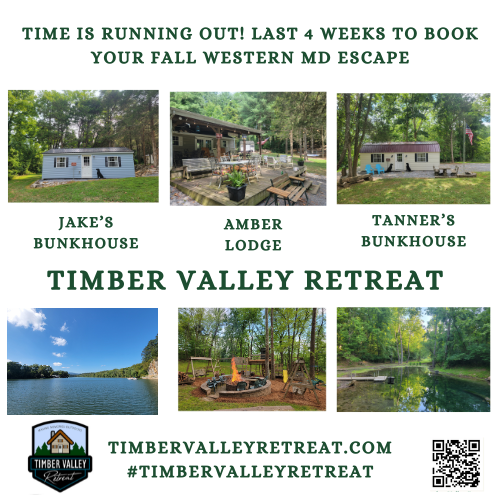 🍂 Searching for Fall Family Getaway Cabins? 🏞️ Experience a Private Campgrounds Western Maryland Retreat at Timber Valley! 100 acres of autumn magic await! 🥂