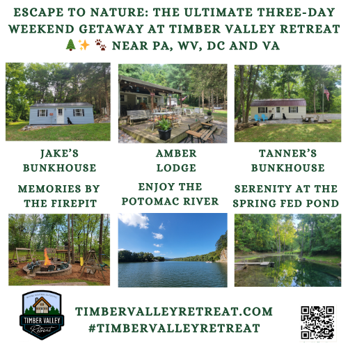 ✨ Plan the ultimate Weekend Getaway Western Maryland Cabin escape! Discover the tranquility of Timber Valley Retreat with glamping, farm fun, and family hospitality. 🛶🌲