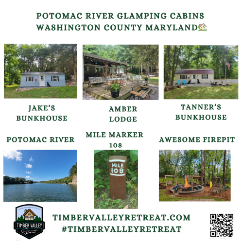 ✨ Discover the magic of Potomac River private campgrounds MD! Experience a secluded glamping getaway at Timber Valley Retreat with cabin rentals and river access. 🛶🌲