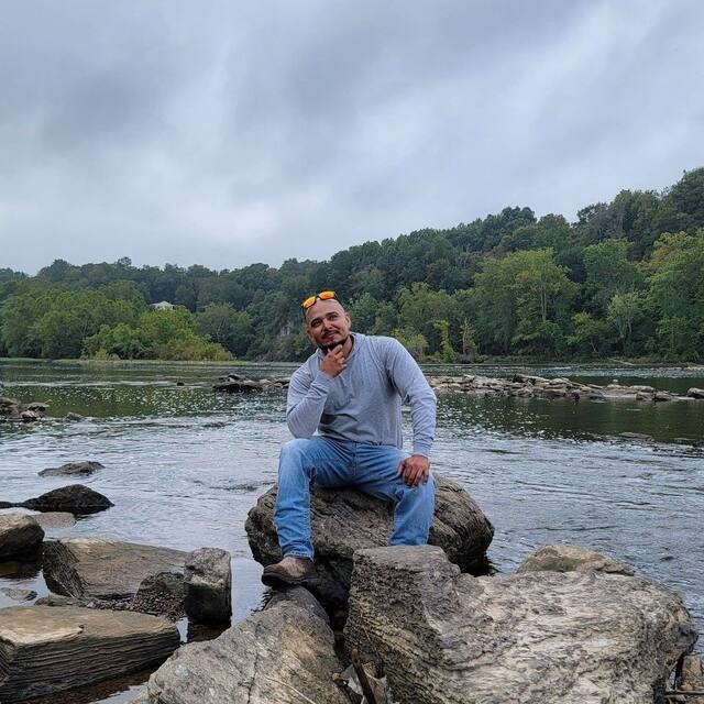 Freddy enjoying some time along the Potomac River while staying at Timber Valley Retreat in Clear Spring Maryland. Freddy is from Houston Texas and was in the area working on cell towers.