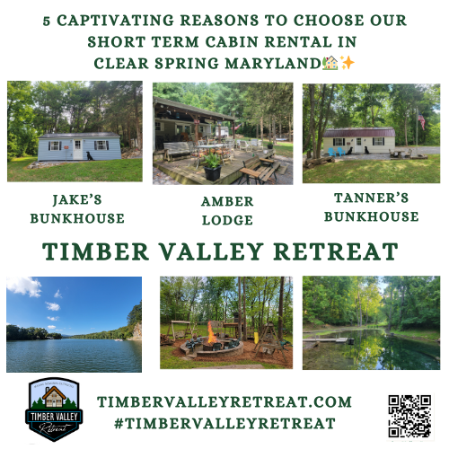 Looking for the perfect short term cabin rental? 🌲 Explore Western Maryland cabin rentals at Timber Valley Retreat. Enjoy exclusive site access, AC/Heat, and river fun near DC, VA, PA, and WV. Book your private 5-star escape today! 🏕️