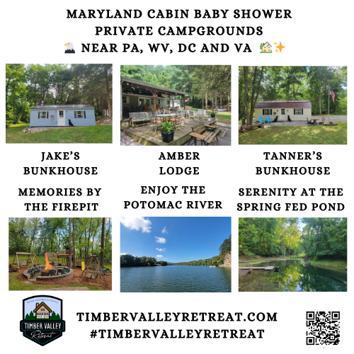 Maryland Cabin Baby Shower: Glamp it up at Timber Valley Retreat!
Maryland Cabin Baby Shower celebrations are the newest trend for moms-to-be who love the outdoors. Glamp it up in a Maryland cabin at Timber Valley Retreat! Picture this: a crackling campfire drawing the whole gang together for a cozy glamping experience. We’ve got your back with free firewood, so forget the screens and round up the family, grandparents, and pals for some quality time in nature at one of the best Private Campgrounds Maryland has to offer. 🍼✨