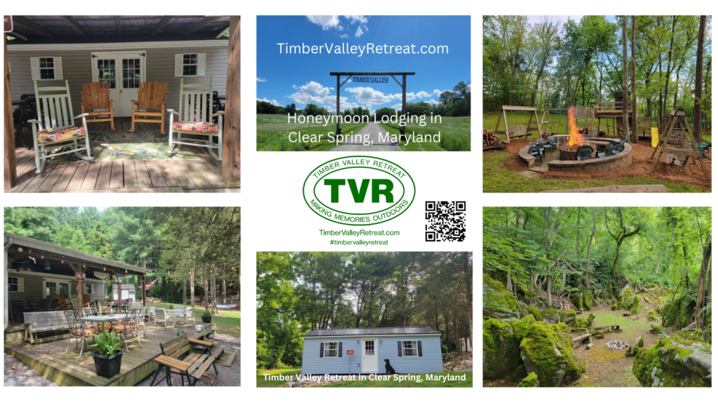 Planning a rustic wedding? 💍 Discover the best wedding lodging Clear Spring has to offer at Timber Valley Retreat. Our cabin campgrounds Maryland provide the perfect stay for your wedding party near DC, VA, PA, and WV. Book your dream wedding weekend today! 🌲