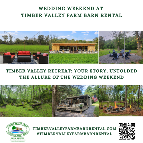 Discover the ultimate weekend wedding lodging Maryland offers. Combine your big day at our barn with Timber Valley Retreat glamping cabins for a seamless event.