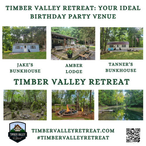 1. The 100-Acre Adventure Playground
The "Adventure" in Glamping Birthday Adventure Campgrounds starts with our massive private estate. Unlike traditional campgrounds where you are limited to a small site, Timber Valley Retreat gives your birthday crew 100 acres to explore. This vast space allows for scavenger hunts, hiking, and wildlife spotting, making it a high-quality destination for families from VA, PA, and WV.