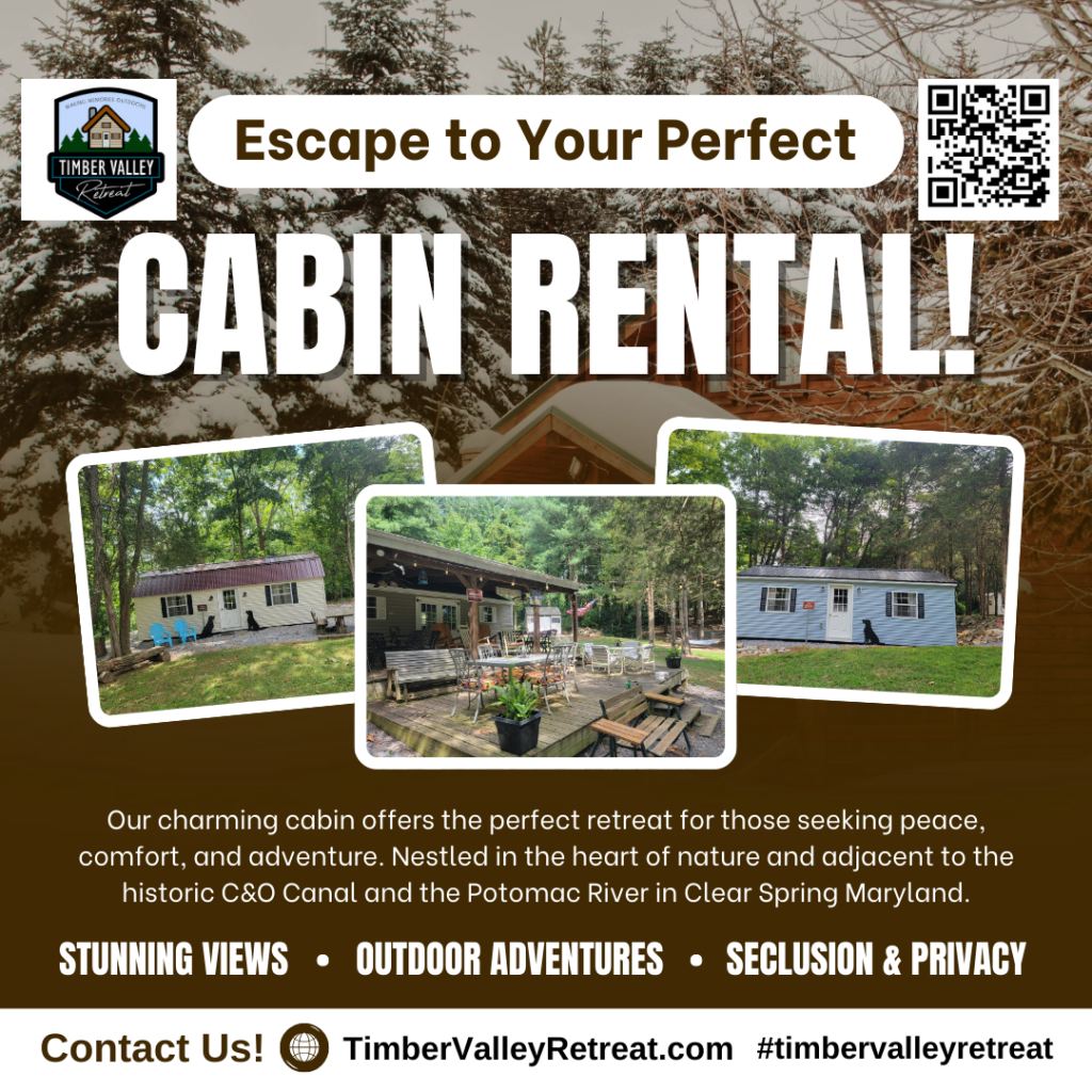 Make this the year you prioritize you! Book a Cabin Rentals Campground Clear Spring Maryland stay. Our Maryland Retreat offers the breathtaking peace you need to recharge. 🧘‍♀️