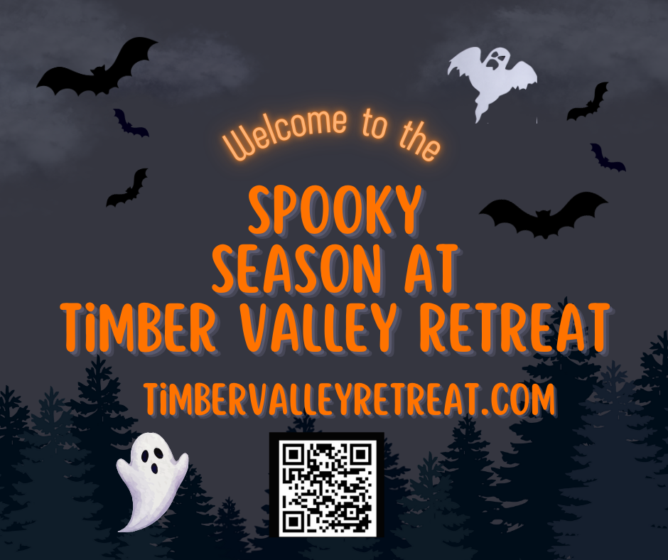 Don't miss out! 🧙‍♀️ Book the ultimate Halloween Getaway at Timber Valley Retreat. Experience spooky woods, cozy cabins, and autumn magic. Reserve your stay now before the dates vanish! 🍂