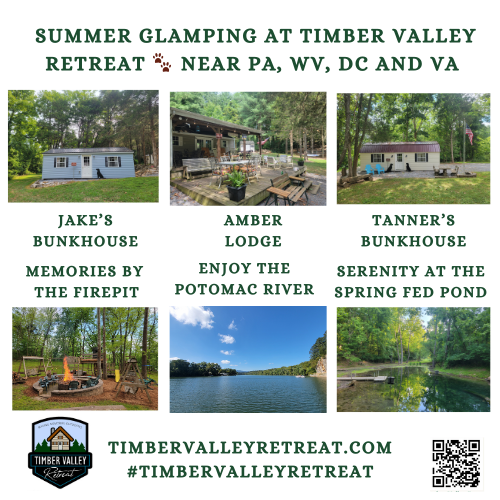 Experience Glamping Perfection! 🌲 Discover why August is the ideal time for an Outdoor Escape at Timber Valley Retreat. Enjoy private A/C cabins, Potomac River access, and total exclusivity in Clear Spring, Maryland. Book your private glamping getaway online today! 🏕️☀️✨