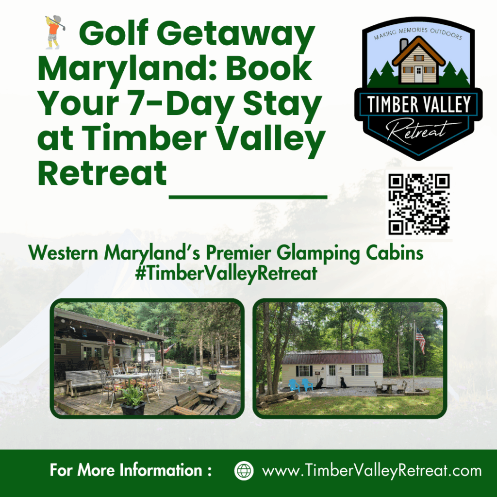 Group of friends relaxing at the cabin after a Golf Getaway Maryland