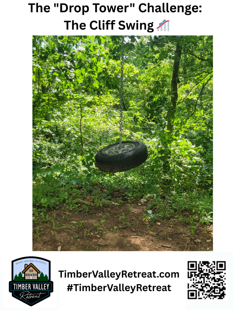 The "Drop Tower" Challenge: The Cliff Swing 🎢
Do you dare to swing out over the cliff? For those seeking a heart-pounding rush, our cliff swing offers a thrill that beats any mechanical drop tower. It is a favorite for kids and adults alike who want to feel the wind in their hair and see the valley from a new perspective.