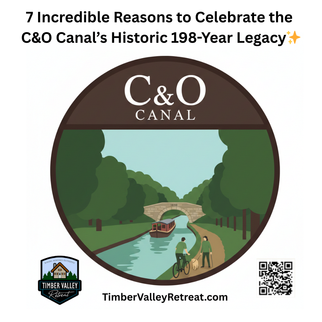 7 Iconic Reasons to Celebrate the C&O Canal
The C&O Canal is a masterpiece of American engineering, and its story is one of grit, vision, and enduring beauty. On July 4th, ground was broken on what would become a 184.5-mile lifeline of commerce and culture. As we honor this 198-year milestone, there is no better home base for your historic exploration than Timber Valley Retreat. 🌲✨