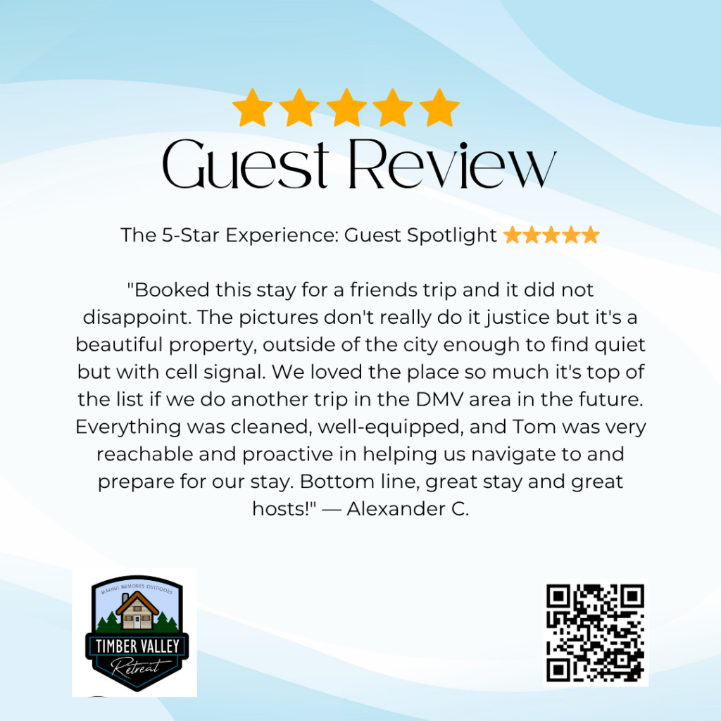 Why a Quiet Cabin With Cell Signal is Essential for Modern Travelers

Alexander C. recently visited us for a "friends trip," and his experience perfectly encapsulates what we strive for. He noted that while the pictures are great, they "don't really do it justice." This is a common sentiment among our guests. When you step onto the concrete patio or walk down to the spring-fed pond, the scale of the 100-acre property becomes real. 🛶 Alexander highlighted three critical factors: the quiet, the cell signal, and the proactive hosting. These aren't just perks; they are the pillars of the remote work glamping DMV experience we provide. 🌟