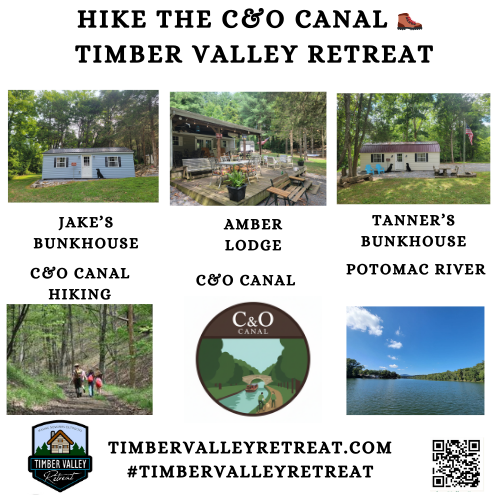 Book Your Stay at Timber Valley Retreat - Hiking the Historic C&O Canal and Beyond
For those who want to lace up their boots, the opportunities are endless.

The C&O Canal Towpath: Just a 3-minute walk from our gate, this historic 184.5-mile trail is flat and accessible, perfect for a morning stroll or a long-distance bike ride.

Indian Springs WMA: Located nearby, this 6,400-acre tract offers rugged terrain for the serious hiker looking for a challenge in the Maryland wilderness.

Fort Frederick State Park: Only 4 miles away, this historic stone fort offers easy walking trails combined with a deep dive into Maryland’s frontier history.