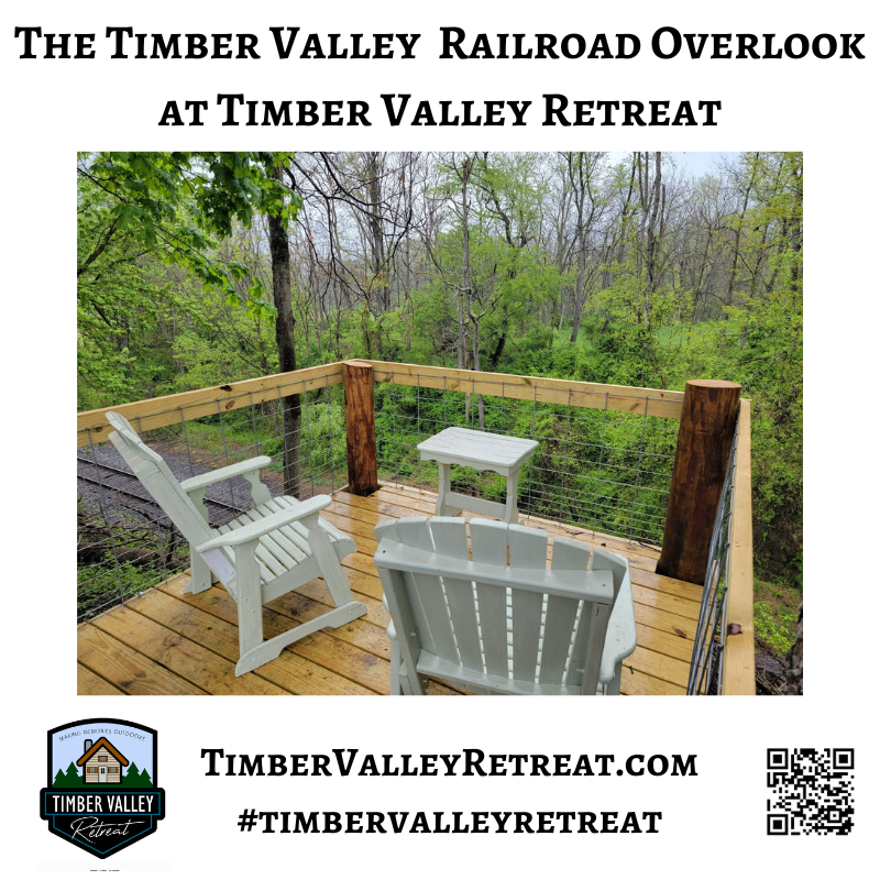 🦅 Secret 4: Mastering the Art of "Nature Gazing" at the Railroad Overlook
True rest and recuperation is found in the moments where you do absolutely nothing but observe. 🧘‍♂️ The Timber Valley Railroad Overlook was designed as a high-vantage "sweet spot" for this exact purpose. 📸 From the comfort of the white Adirondack chairs, you can witness the abundant wildlife that traverses the 100-acre farm. 🦌
