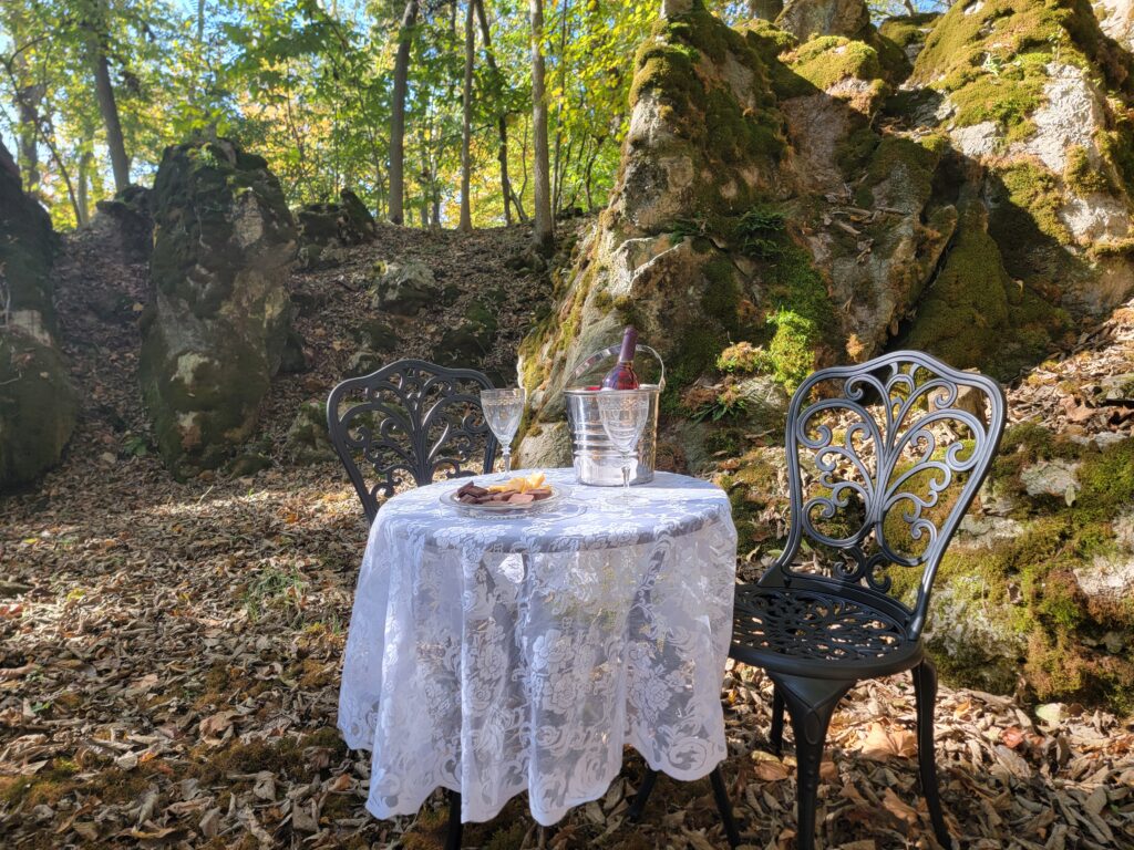 The Cove (The Enchanted Forest): Tucked away deep within our natural woodland area lies a magical sanctuary known affectionately as The Cove. Walking into this space feels like stepping directly into a fairytale. Surrounded by towering native trees, lush ferns, and soft, filtered sunlight breaking through the high forest canopy, it provides a completely private, natural cathedral that feels entirely sacred and intimate. 🌲🧚