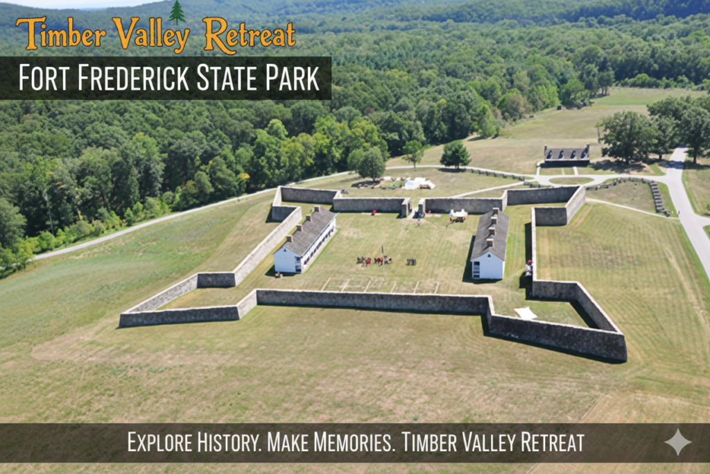 Section 8: Fort Frederick & Washington County – Discovering History
While Timber Valley Retreat is a world of its own, Washington County, Maryland, is rich with history and culture that complements your nature retreat perfectly. Just a few miles up the road from our property stands the historic Fort Frederick State Park. This 18th-century stone fort is a fascinating piece of Maryland's colonial history and serves as a wonderful, educational excursion for guests of all ages.