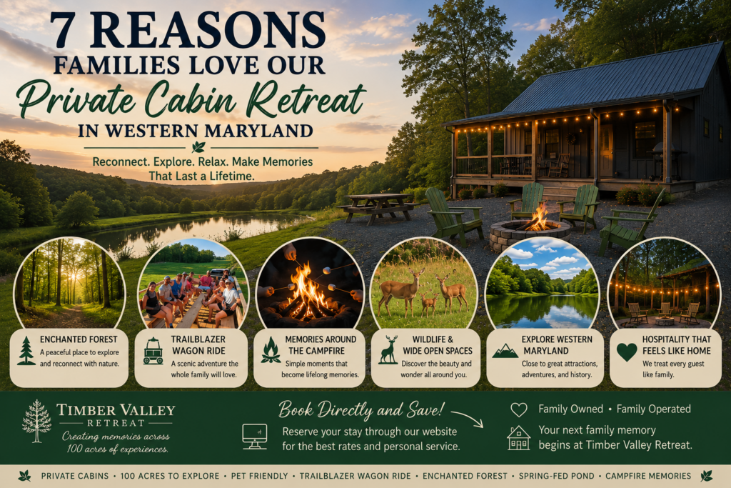 7 Unforgettable Reasons Families Love Our Private Cabin Retreat in Western Maryland.