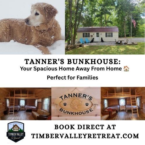 Cabin Getaway Maryland at Tanner's Bunkhouse at Timber Valley Retreat.