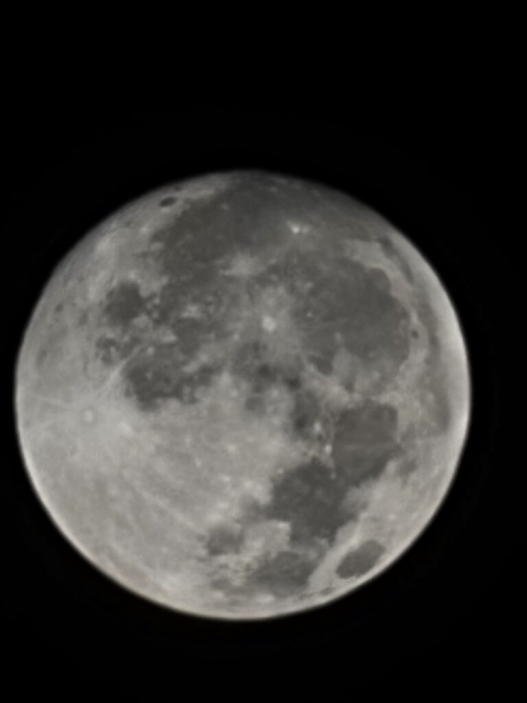 Full moon shining above Timber Valley Retreat in Western Maryland, offering beautiful nighttime views from a Western Maryland Stargazing Cabin.