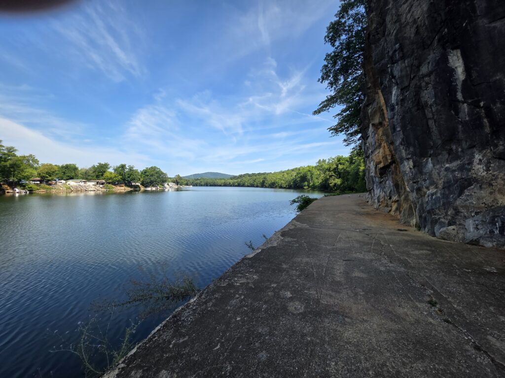 A scenic view of the Potomac River at Rock Cliff above Dam #5 on the C&O Canal Towpath, where beautiful landscapes and abundant wildlife remind visitors why practicing Leave No Trace is so important.