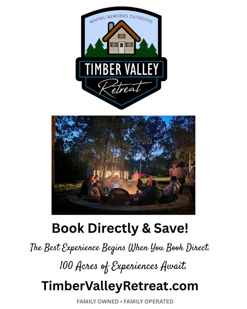 Book directly from our website and save the booking fees! Book Your Stay Today:
https://timbervalleyretreat.com/book-your-stay/