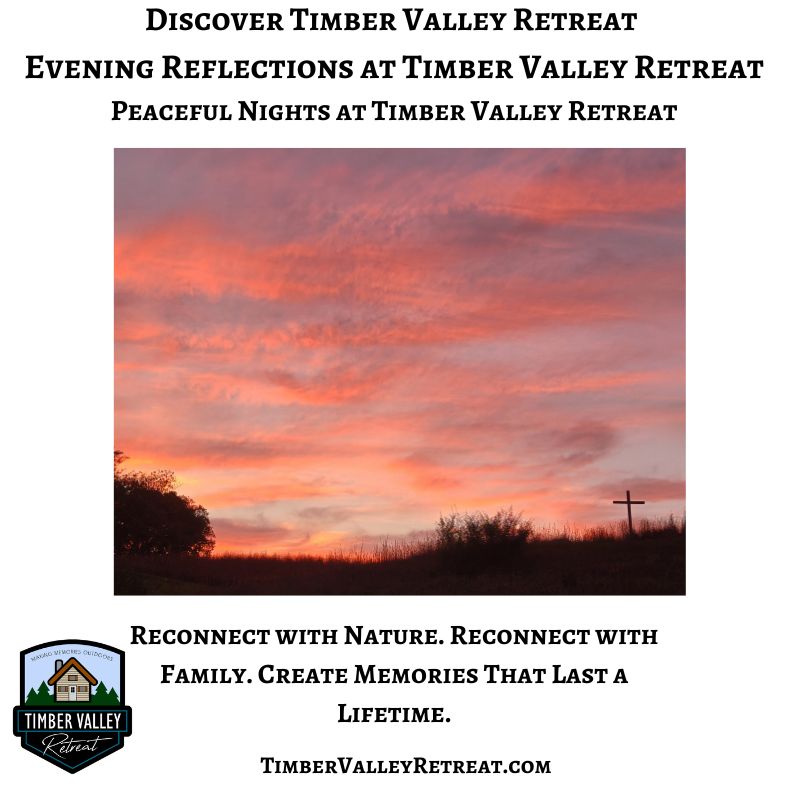 The stunning sunset begins a peaceful evening at Timber Valley Retreat in Western Maryland.