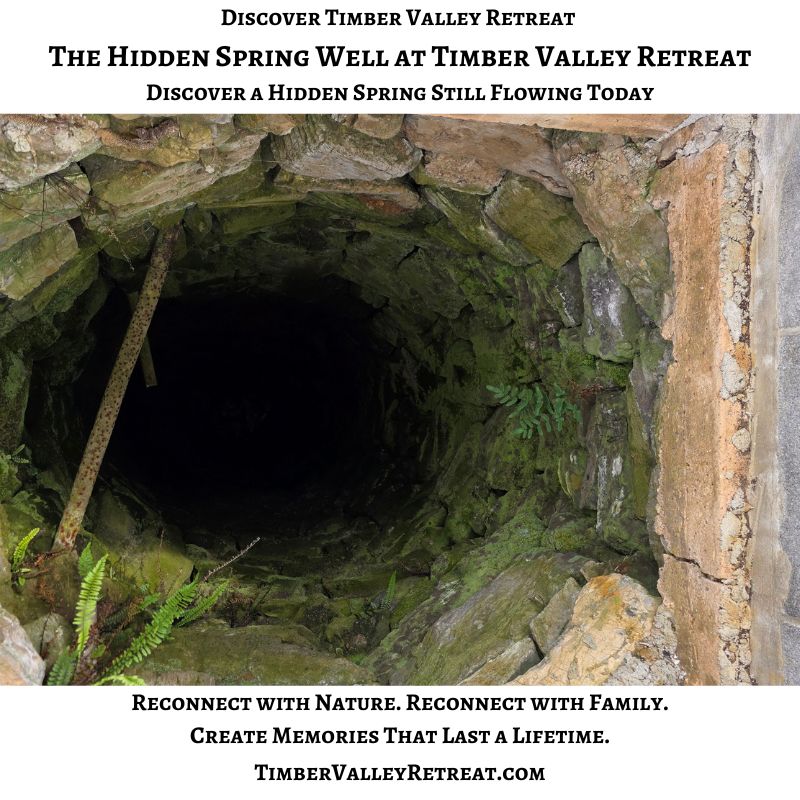 The Hidden Spring Well at Timber Valley Retreat featuring a hand dug well and natural spring in Maryland.