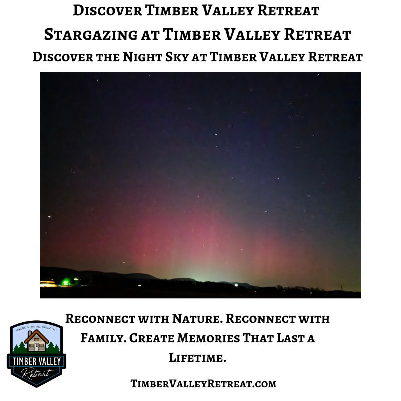 A star-filled night sky above Timber Valley Retreat, offering guests a peaceful stargazing experience at a Western Maryland cabin retreat.