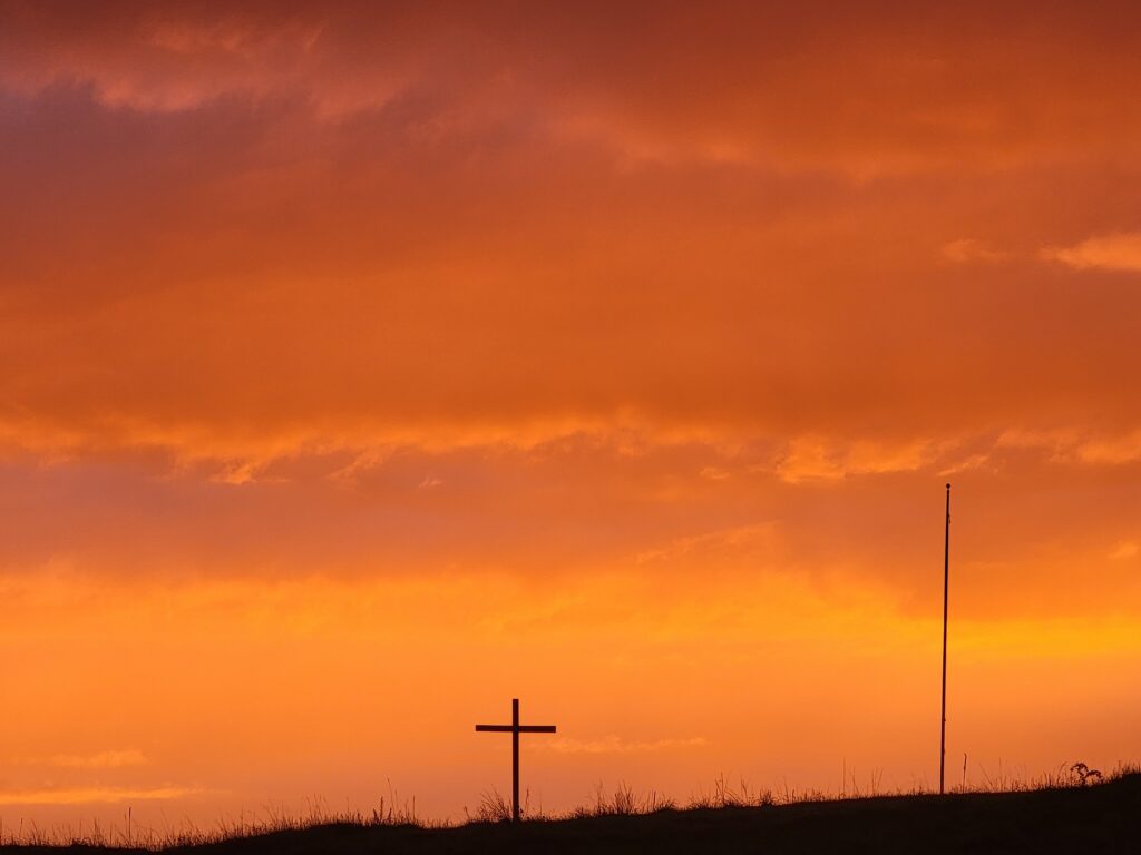 Peaceful Places in Maryland. The Cross on the Hill at sunset at Timber Valley Retreat, a peaceful place in Maryland and an Exclusive Private Cabin Retreat in Washington County.