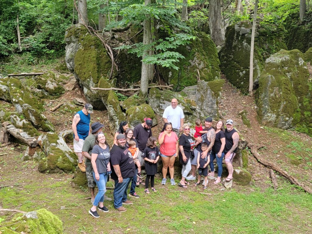 Family and friends enjoying a Group Getaway Western Maryland together at Timber Valley Retreat in Clear Spring Maryland.