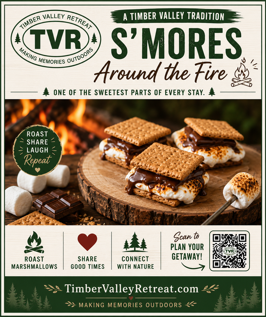 Timber Valley Retreat s’mores around the fire tradition in Western Maryland