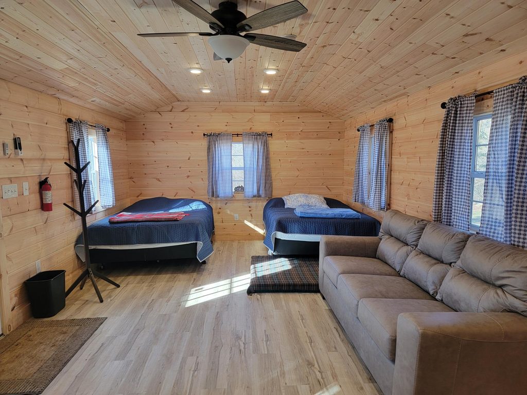 Women’s Retreat Western Maryland – Timber Valley Retreat. Jake’s Bunkhouse cabin interior at Timber Valley Retreat in Western Maryland
